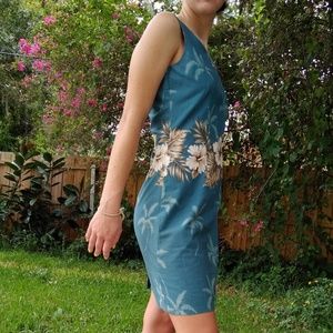 Vintage KY Hawaiian Hibiscus Palm Dress Med